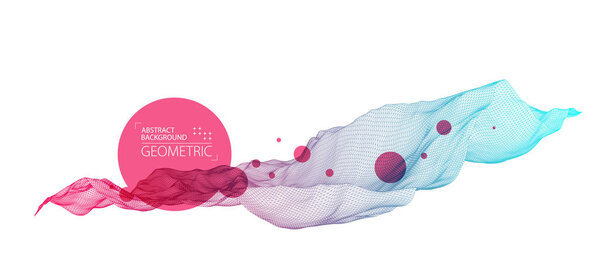 Abstract background with waves. 3D surface.