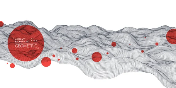 Fondo abstracto con ondas. Superficie 3D . — Vector de stock