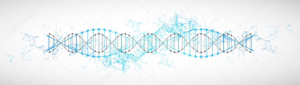 Science template, wallpaper or banner with a DNA molecules. Vect