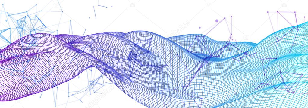 Polygonal science background with connecting dots and lines. Dig