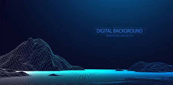 Wireframe paisagem fundo. Ilustração vectorial futurista . — Vetor de Stock