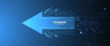 Soyut teknoloji devre kartı. İletişim konsepti. Ok teması.