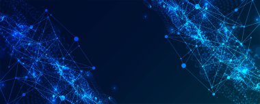 Soyut pleksus vektör arkaplanı. Parlayan parçacıklar dinamik akış.