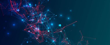 Noktalar ve çizgilerle soyut çokgen vektör bilimi arkaplanı.