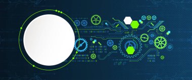 Soyut teknoloji konsepti. Bilgisayar kodu arka planı. Vektör illüstrasyonu