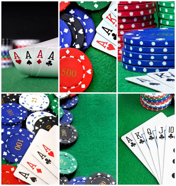 Una Raccolta Varie Immagini Relative Poker Montaggio Incorniciato — Foto Stock