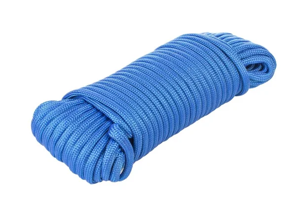 Una Bola Cuerda Paracord Azul Sobre Fondo Blanco — Foto de Stock