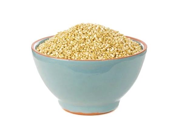 Blue Bowl Quinoa Isolated White Background — Stock Photo, Image