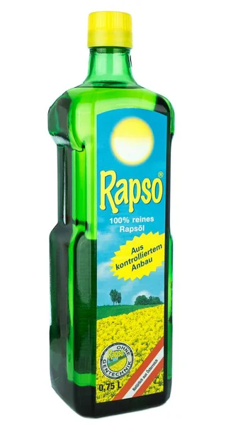 Niedersachsen Germany September 2020 Green Glass Bottle Rapso Rape Seed — Stock Photo, Image