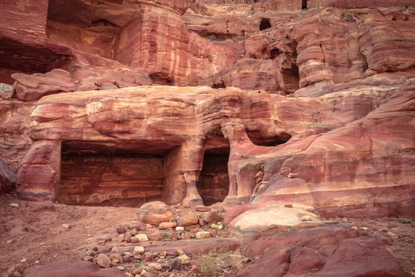 Petra Jordan Petra Daki Kum Taşı Evi Antik Nabatean Krallığının — Stok fotoğraf