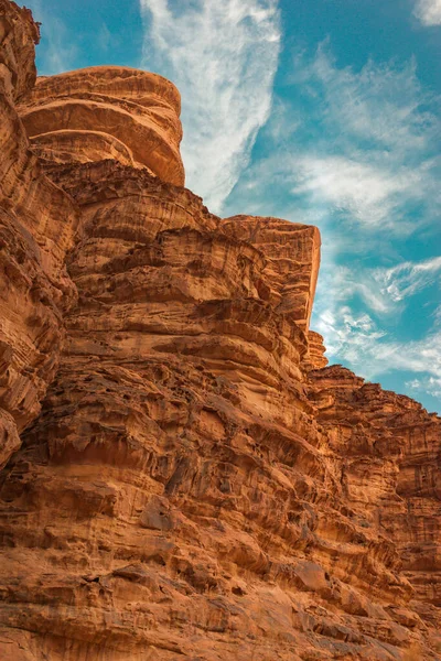Close Detail Van Geologie Structuur Van Khazali Berg Wadi Rum — Stockfoto