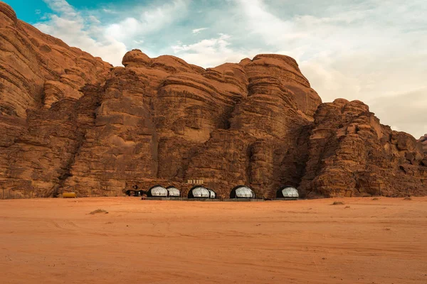 Bubbeltält Havet Stjärnor Lyx Läger Unesco Wadi Rom Öknen Jordanien — Stockfoto