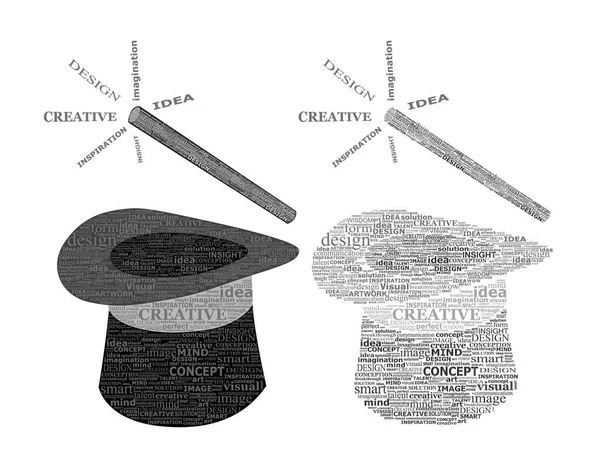 Dos Sombreros Mágicos Tipografía Sobre Fondo Blanco Imagen Conceptual Creativa — Archivo Imágenes Vectoriales