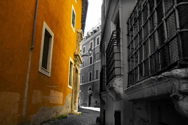 Couleur Noir Blanc Une Ruelle Rome — Photo