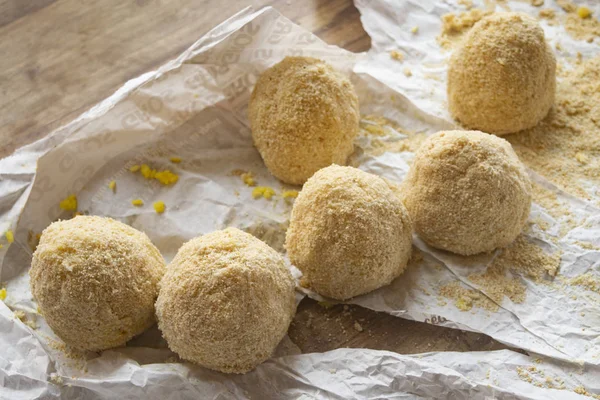 Step of preparation of sicilian arancino — Stock Photo, Image