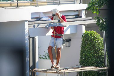 çalışma Kaynakçı Kaynak kaynak endüstriyel proses fabrikasında inşaat fabrikasyon.