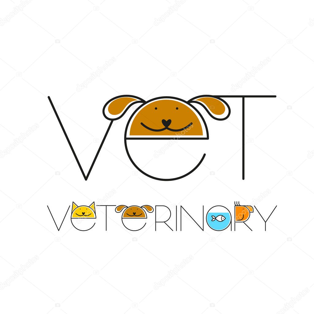 Veterinary Logo. Pets care vector logo template.