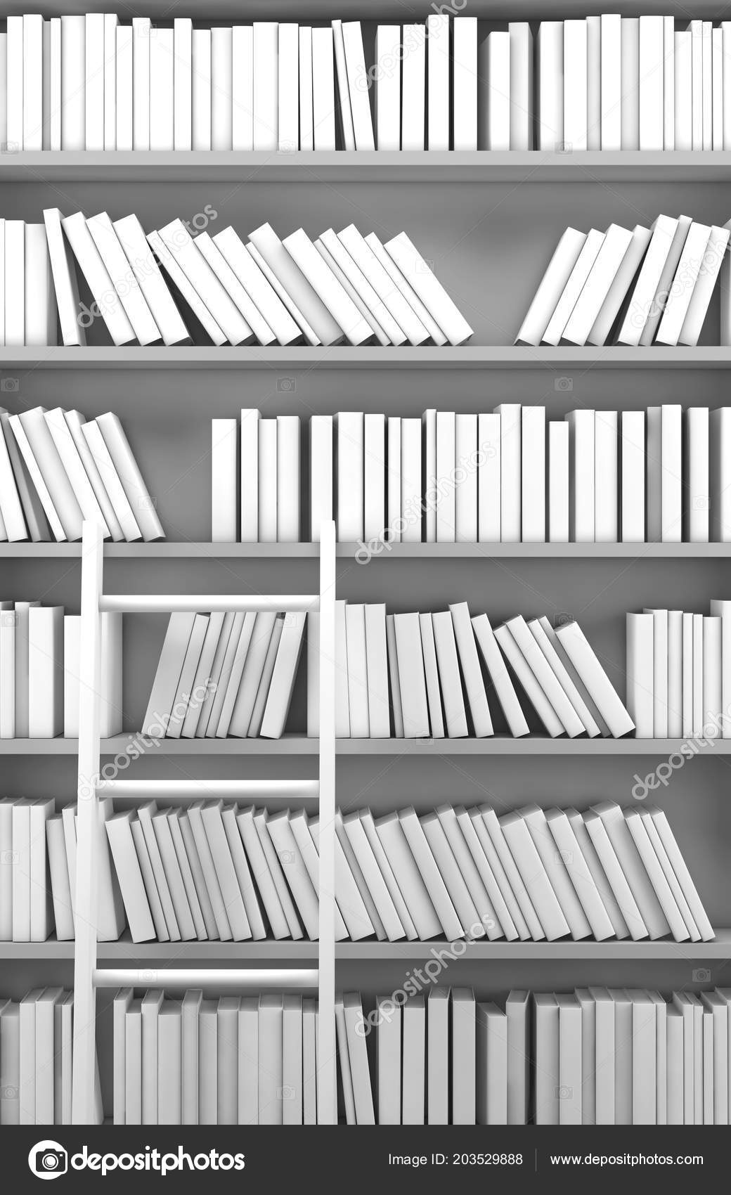 White Bookshelf Books Rendering Stock Photo C Rottenman 203529888