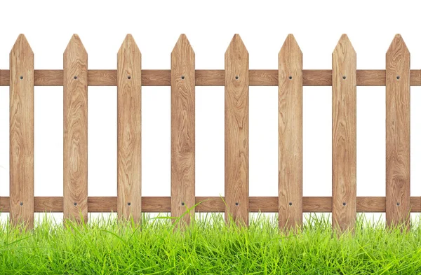 Wooden Fence Grass Isolated Wthite Clipping Path Rendering — Stock Photo, Image