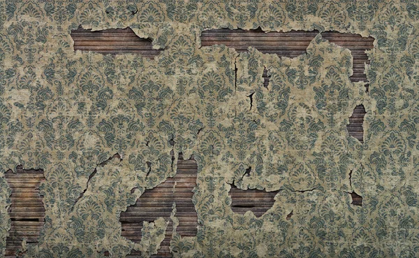 Old Damaged Vintage Wallpaper Wall Background — Stock Photo, Image