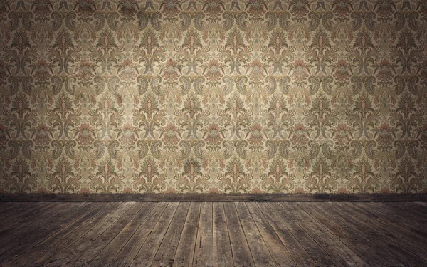 Empty Old Vintage Room Background Rendering — Stock Photo, Image