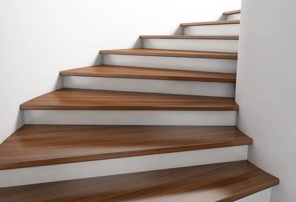 Modern döner Ahşap merdiven. 3D render — Stok fotoğraf