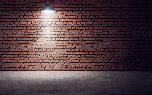 Empty room with brick wall and lamp. 3d rendering — Stock Photo, Image