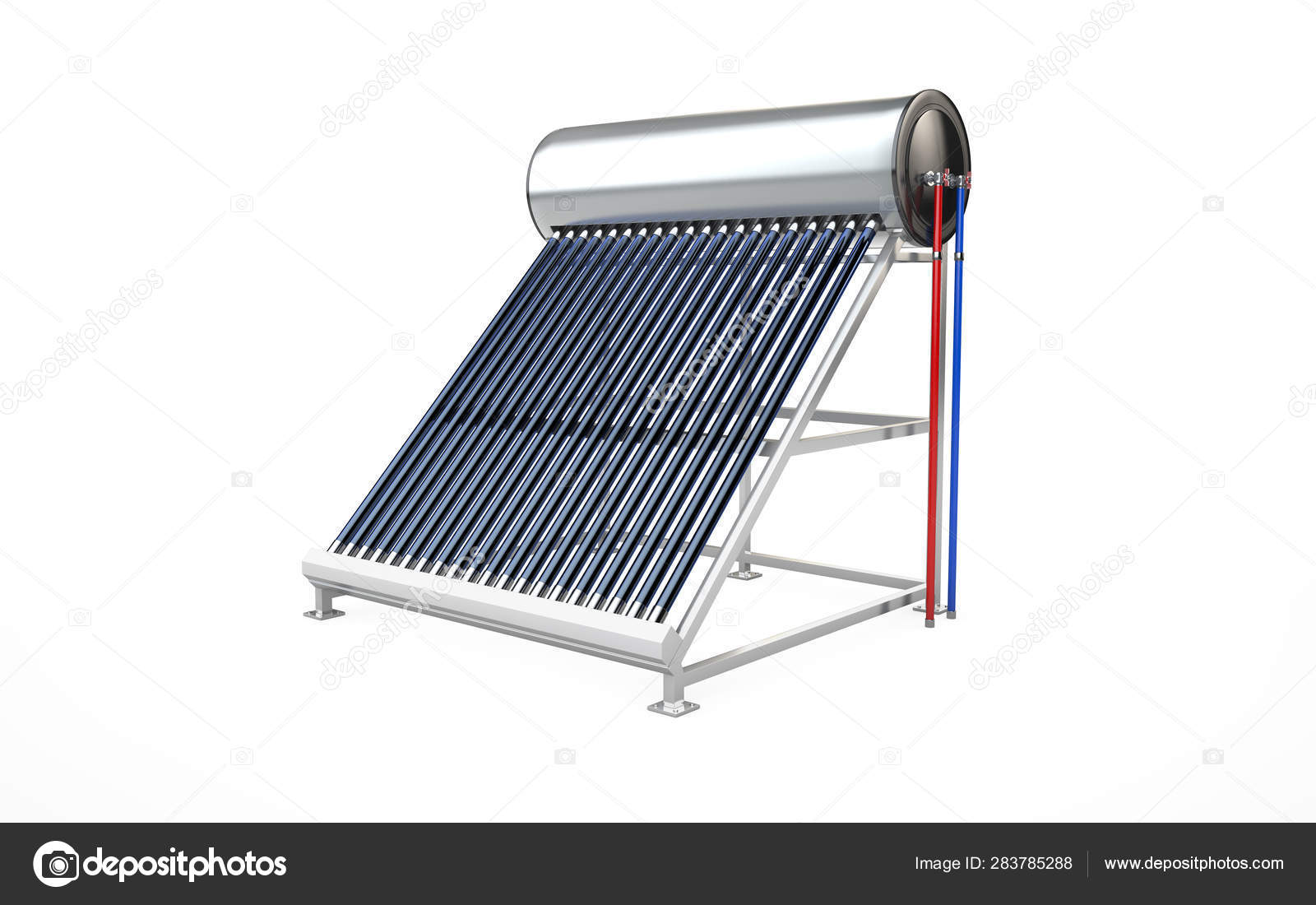 Solar Water Heater Alternative Energy 3d Rendering Stock Photo