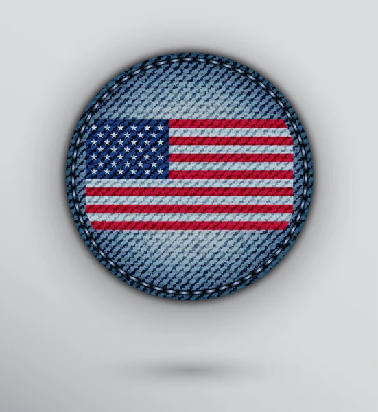 Círculo Jeans Azules Con Bandera Americana Dentro — Vector de stock