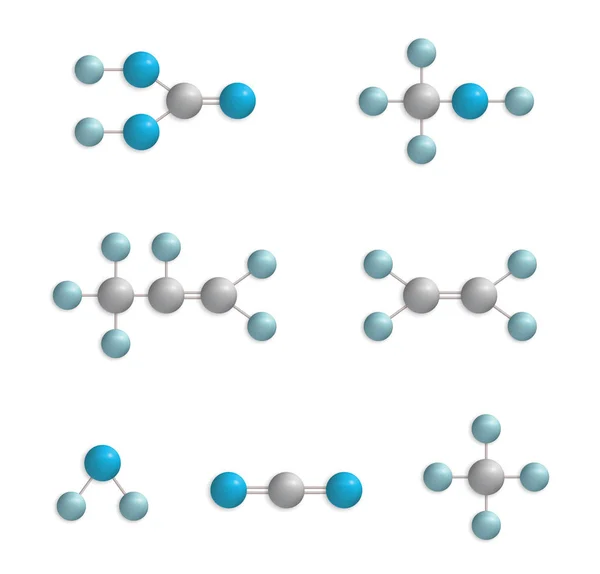 Conjunto Estrutura Moléculas Ciência Química Cor Azul —  Vetores de Stock