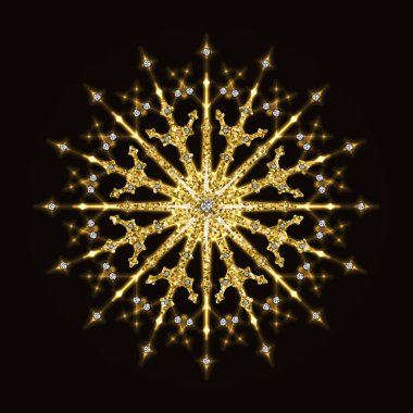 Pırlantalı altın ışıltılı kar tanesi.