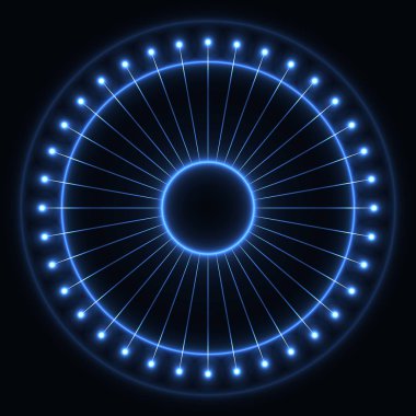 Işık efekti ile soyut mavi tekerlek.