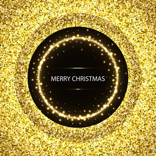 Cartel Navidad Brillante Oro Abstracto Con Disco Brillante Interior — Archivo Imágenes Vectoriales