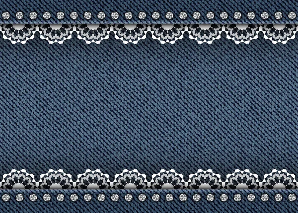 Texture Jean Bleu Avec Bandes Horizontales Avec Dentelle Paillettes Argentées — Image vectorielle