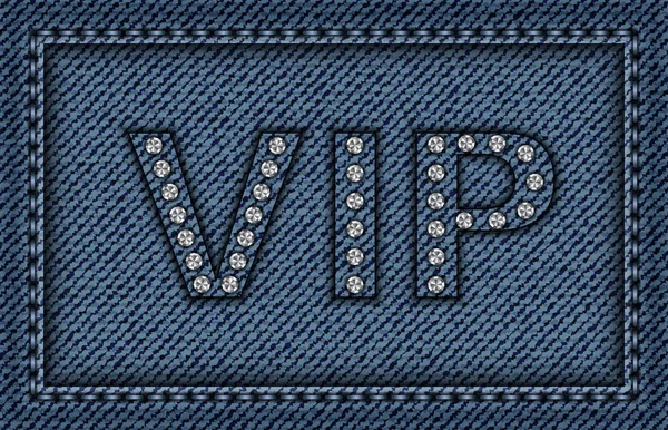 Cartel Vector Vip Jeans Con Diamantes — Vector de stock