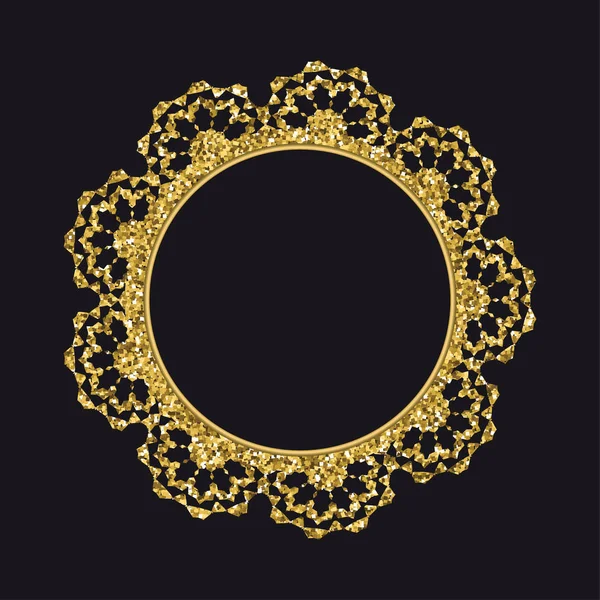 Golden glittering round lace — Stock Vector