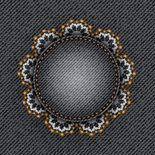 Círculo denim negro con encaje — Archivo Imágenes Vectoriales
