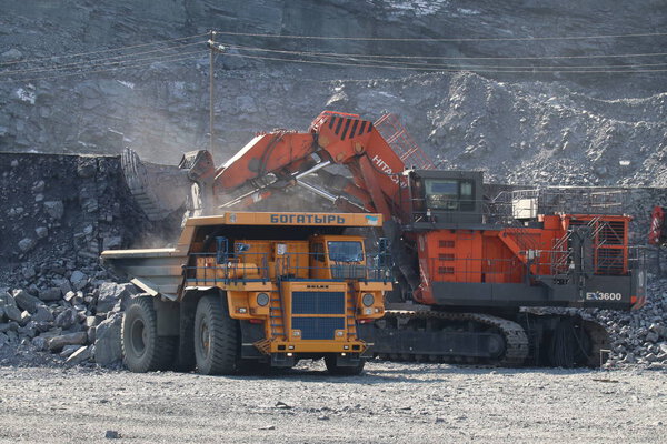 Technique in iron ore quarries. BelAZ
