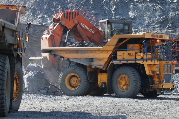 Technique in iron ore quarries. BelAZ