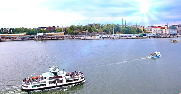 Panorama Panoramico Estivo Del Molo Della Città Vecchia Helsinki Finlandia — Foto Stock