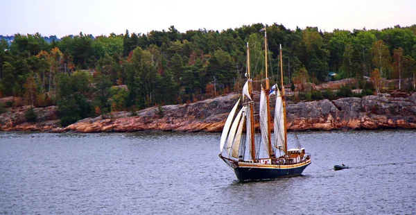 Sail ship. Photo in vintage image style — Stock Photo, Image