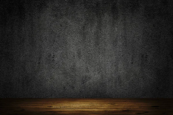 Σκοτεινό Δωμάτιο Ξύλινο Πάτωμα Τσιμεντένιο Τοιχίο Φόντο — Φωτογραφία Αρχείου