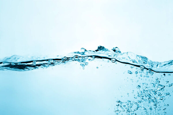 Water and air bubbles over white background