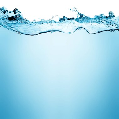 Beyaz arkaplan üzerinde su ve hava kabarcıkları ve metin için boşluk