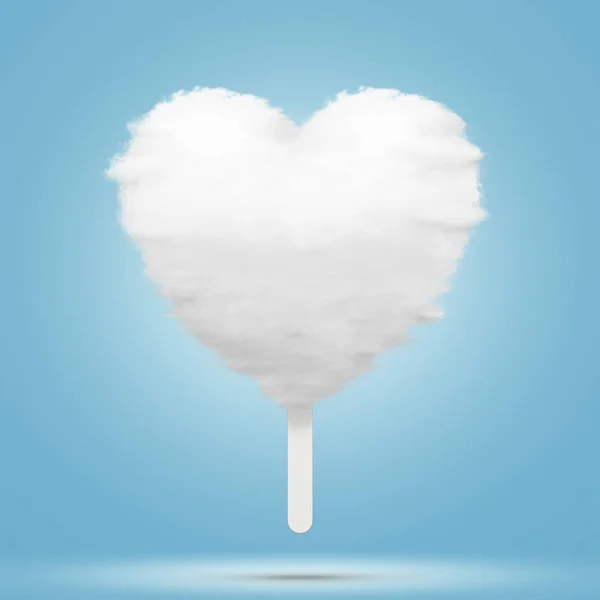 青い背景に心形雲アイス クリーム — ストック写真