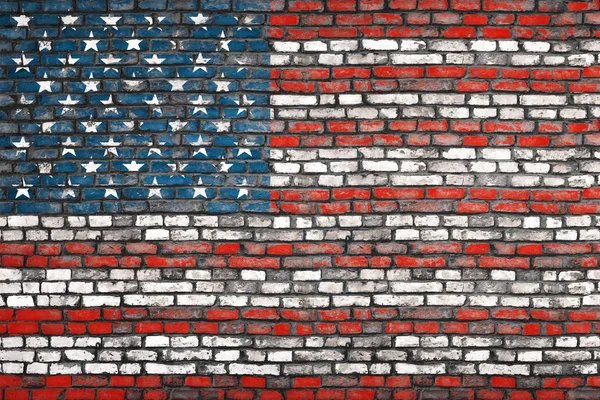 Grunge Usa Flag Painted Brick Wall Background — Stock Photo, Image