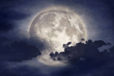 Bulut gökyüzü ile ay ve yıldız. Güzellik doğa arka plan. Nasa tarafından döşenmiş bu görüntü unsurları