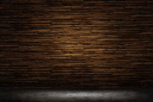Donkere Kamer Met Betonnen Vloer Houten Muur Achtergrond — Stockfoto