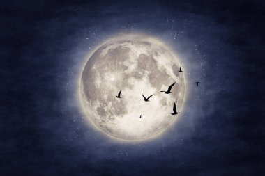 Bulut gökyüzü ile ay ve yıldız. Güzellik doğa arka plan. Nasa tarafından döşenmiş bu görüntü unsurları