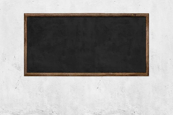 Blackboard Sobre Fundo Parede Concreto Branco — Fotografia de Stock